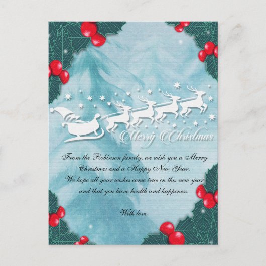 Christmas Card With Santa's Reindeer Briefkaart (Voorkant)