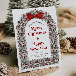 Christmas Card Without Photo Holiday Card Red Bow Feestdagenkaart