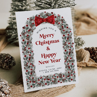 Christmas Card Without Photo Holiday Card Red Bow Feestdagenkaart