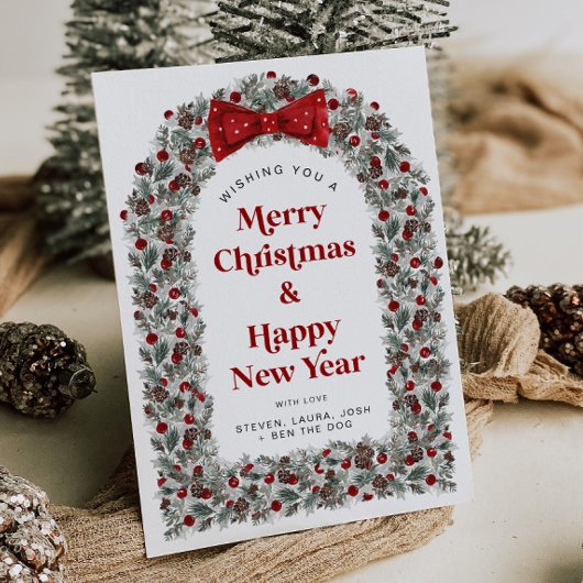 Christmas Card Without Photo Holiday Card Red Bow Feestdagenkaart