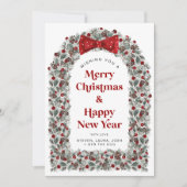 Christmas Card Without Photo Holiday Card Red Bow Feestdagenkaart (Voorkant)