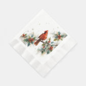 Christmas Cardinal and Holly Leaves Servet (Hoek)