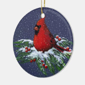 CHRISTMAS CARDINAL: BIRD: SNEEUW: KUNST KERAMISCH ORNAMENT (Links)