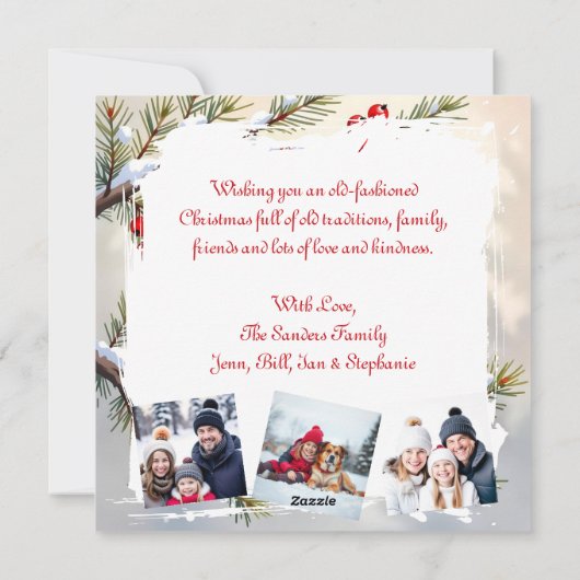 Christmas Cardinal & Birdhouse Personalized Photo Feestdagenkaart (Achterkant)