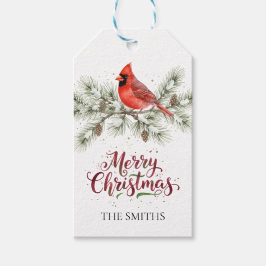 Christmas Cardinal Holiday Gift Tag Cadeaulabel (Voorkant)