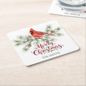 Christmas Cardinal Holiday Paper Coaster Kartonnen Onderzetters (Schuin)