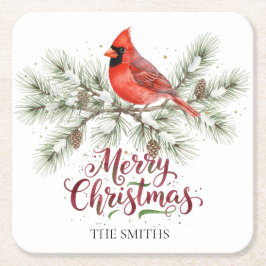 Christmas Cardinal Holiday Paper Coaster Kartonnen Onderzetters