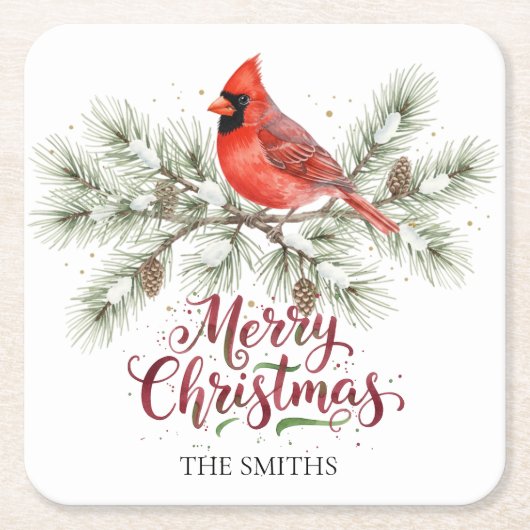 Christmas Cardinal Holiday Paper Coaster Kartonnen Onderzetters (Voorkant)