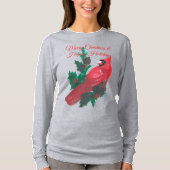 Christmas Cardinal Holly & Berries Long Sleeve Tee T-shirt (Voorkant)