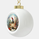 Christmas Cardinal Lantern Keramische Bal Ornament (Rechts)