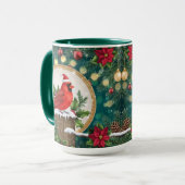 Christmas Cardinal Mug | Red Bird Holiday Coffee Mok (Voorkant links)