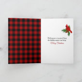 Christmas Cardinal On a Buffalo Plaid Blanket Kaart (Binnen)