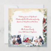 Christmas Cardinal on Pine Personalized  Photo Feestdagenkaart (Achterkant)