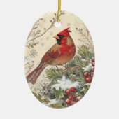 Christmas Cardinal Oval Ornament (Voorkant)