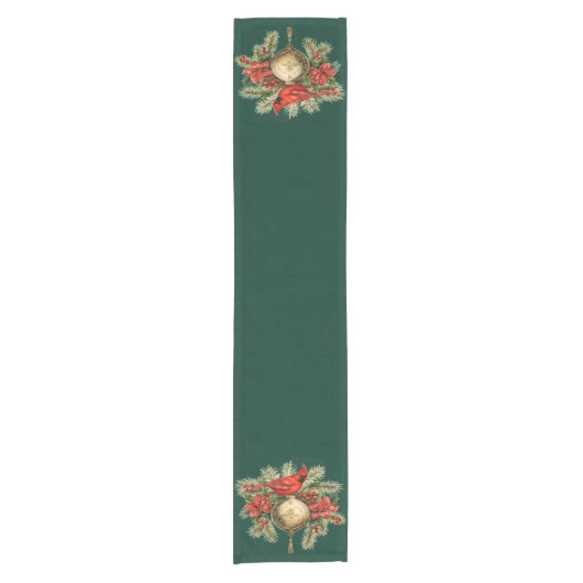 Christmas Cardinal Table Runner Korte Tafelloper (Voorkant)