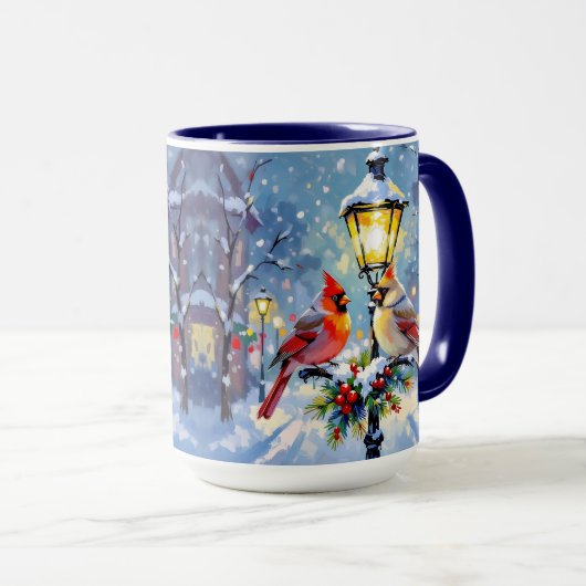 Christmas Cardinals and Snowy Lamppost Mok (Voorkant rechts)