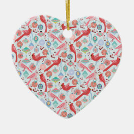 Christmas Cardinals Midcentury Modern Keramisch Ornament