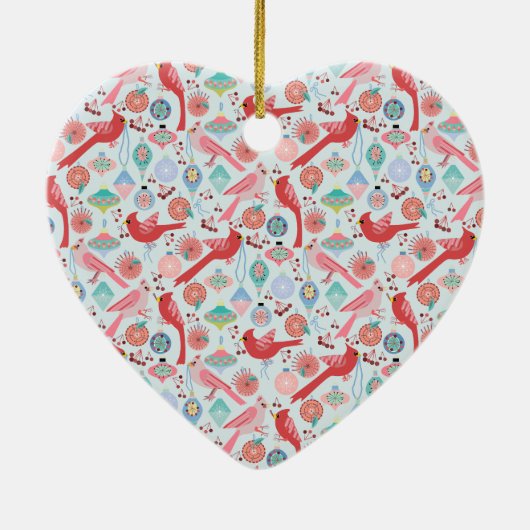 Christmas Cardinals Midcentury Modern Keramisch Ornament (Achterkant)