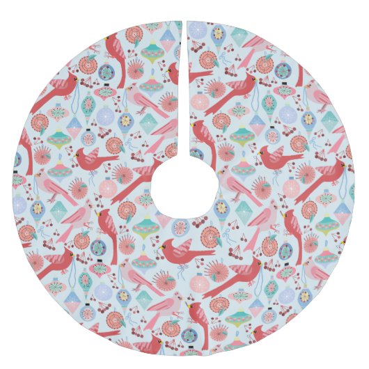 Christmas Cardinals Midcentury Modern Kerstboom Rok (Voorkant)