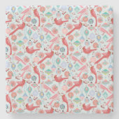 Christmas Cardinals Midcentury Modern Stenen Onderzetter (Voorkant)