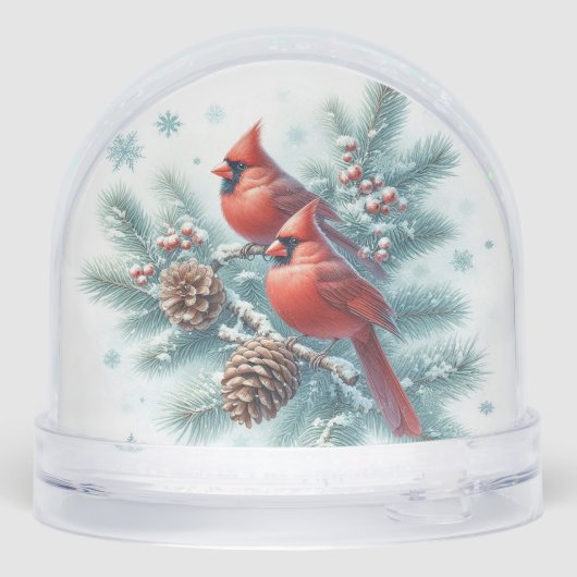 Christmas Cardinals Winter  Sneeuwbol (Achterkant)
