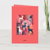 Christmas Caribou Pink Kitsch Retro Modern Design Kaart (Achterkant)