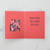 Christmas Caribou Pink Kitsch Retro Modern Design Kaart (Binnen)