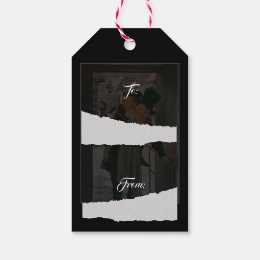 Christmas Carol "Bob Cratchit and Tiny Tim Cadeaulabel (Achterkant)