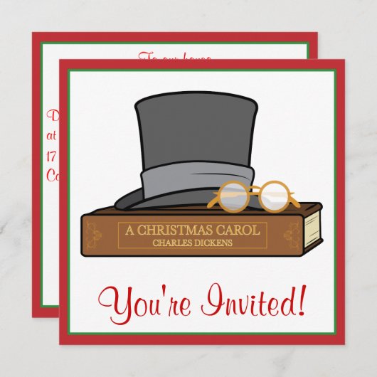 Christmas Carol en Engelse Top Hat en Spectacles Kaart (Voorkant / Achterkant)