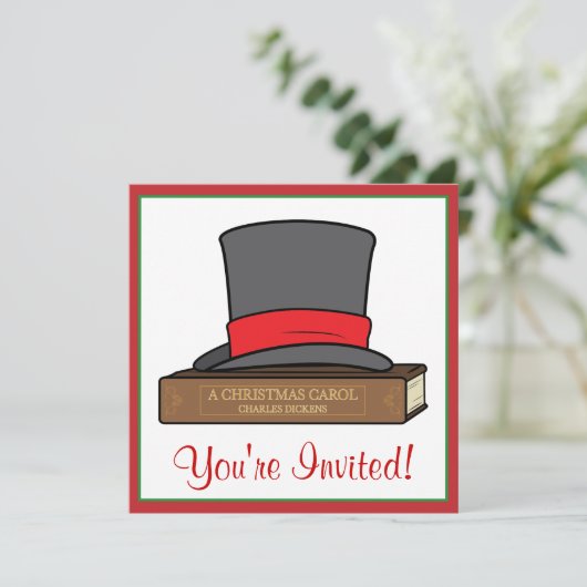 Christmas Carol en het Engelse Top Hat Party Kaart (Staand voorkant)