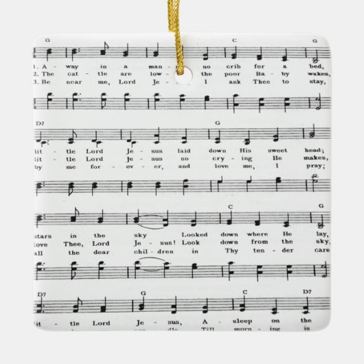 Christmas Carol Sheet Music Away in a Manger Keramisch Ornament (Voorkant)
