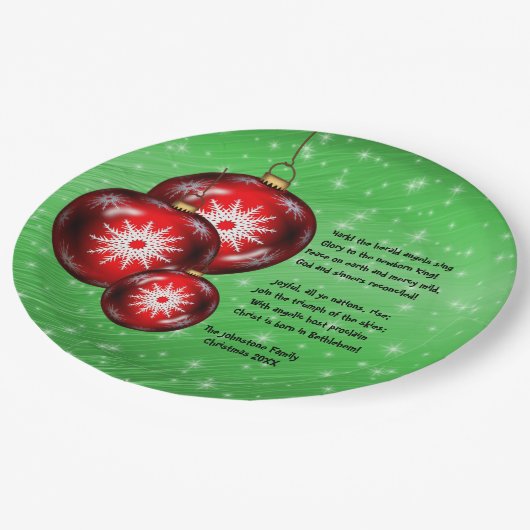 Christmas Carol Tekst Hark Herald Angels Large 9" Papieren Bordje (Gekanteld)