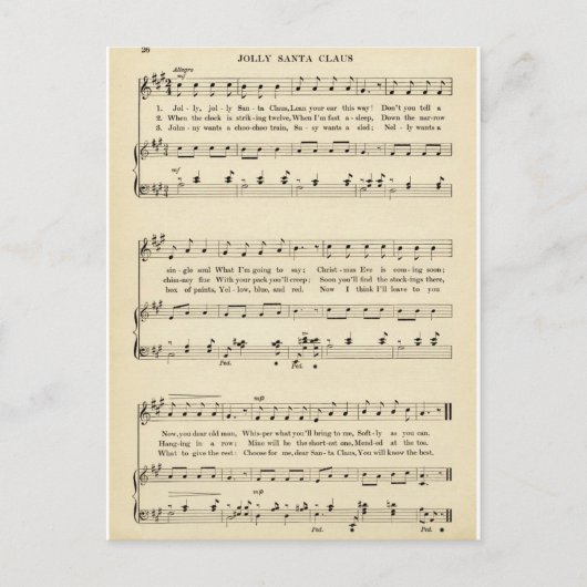 Christmas Carol: "Vrolijke oude kerstman" Feestdagenkaart (Voorkant)