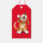 Christmas carol zingende hond cadeau label cadeaulabel (Voorkant)