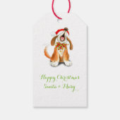 Christmas carol zingende hond groen cadeau label cadeaulabel (Achterkant)
