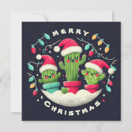 Christmas Carolers Potted Santa Cactus Planten Feestdagenkaart