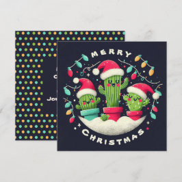 Christmas Carolers Potted Santa Cactus Planten Feestdagenkaart