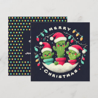 Christmas Carolers Potted Santa Cactus Planten Feestdagenkaart