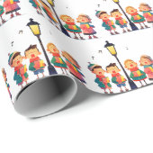 Christmas Carolers Singing by a Lampost Cadeaupapier (Rol Hoek)