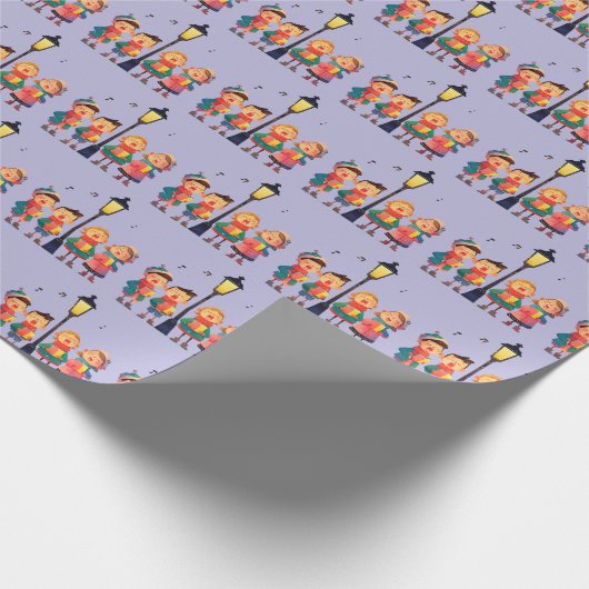 Christmas Carolers Singing by a Lampost Cadeaupapier (Hoek)