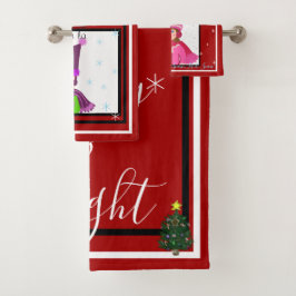 Christmas Carolers Snowflakes Bad Handdoek