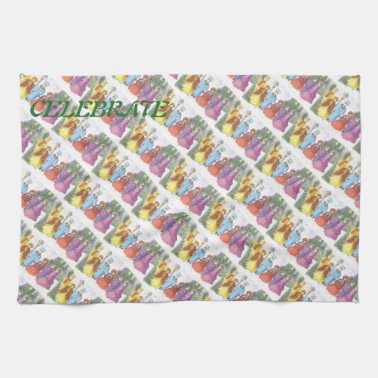 CHRISTMAS CAROLERS THEEDOEK (Horizontaal)