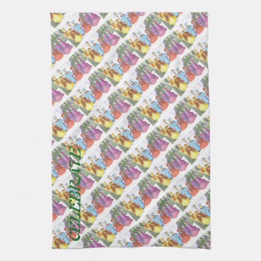 CHRISTMAS CAROLERS THEEDOEK (Verticaal)