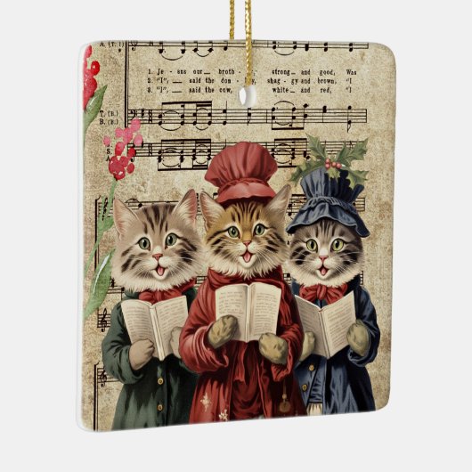 Christmas Caroling Cats Keramisch Ornament (Rechts)
