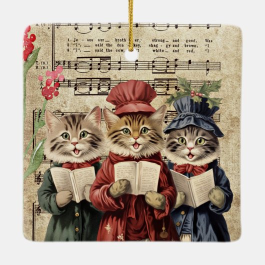 Christmas Caroling Cats Keramisch Ornament (Achterkant)
