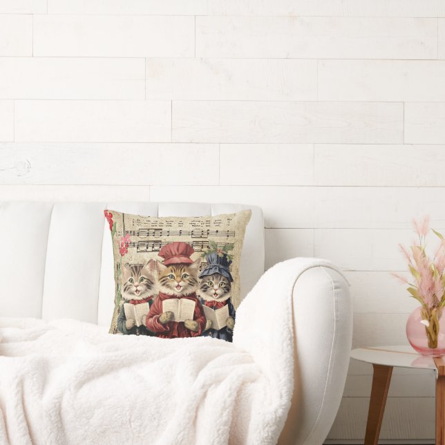 Christmas Caroling Cats Kussen (Bank)