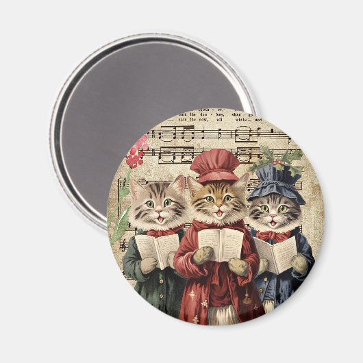Christmas Caroling Cats Magneet (Voorkant / Achterkant)