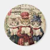 Christmas Caroling Cats Magneet (Voorkant)