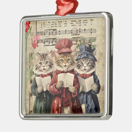 Christmas Caroling Cats Metalen Ornament (Links)