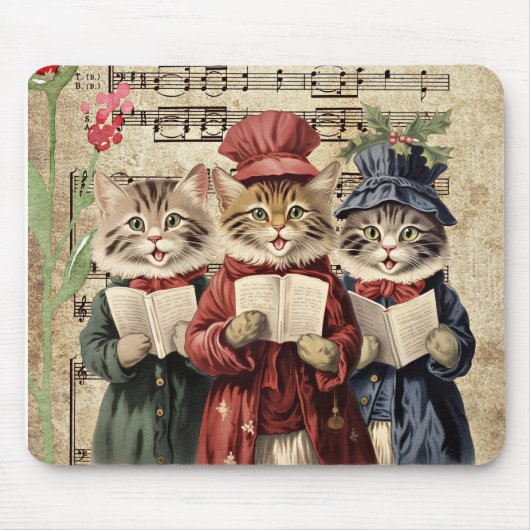 Christmas Caroling Cats Muismat (Voorkant)